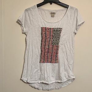 Lucky Brand T-shirt, White w/ American Flag design
